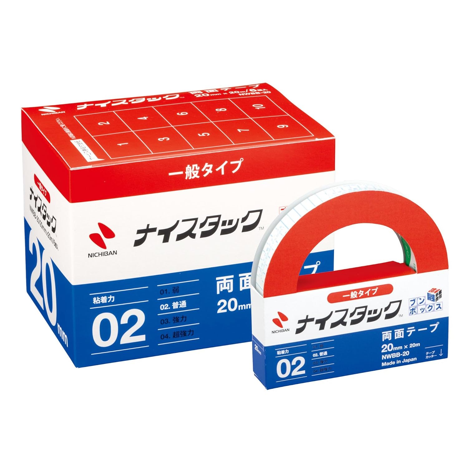 Nichiban NWBB-20 Double-Sided Tape, Nice Tack, 6 Rolls, 0.8 inches (20 mm) x 65.6 ft (20 m)