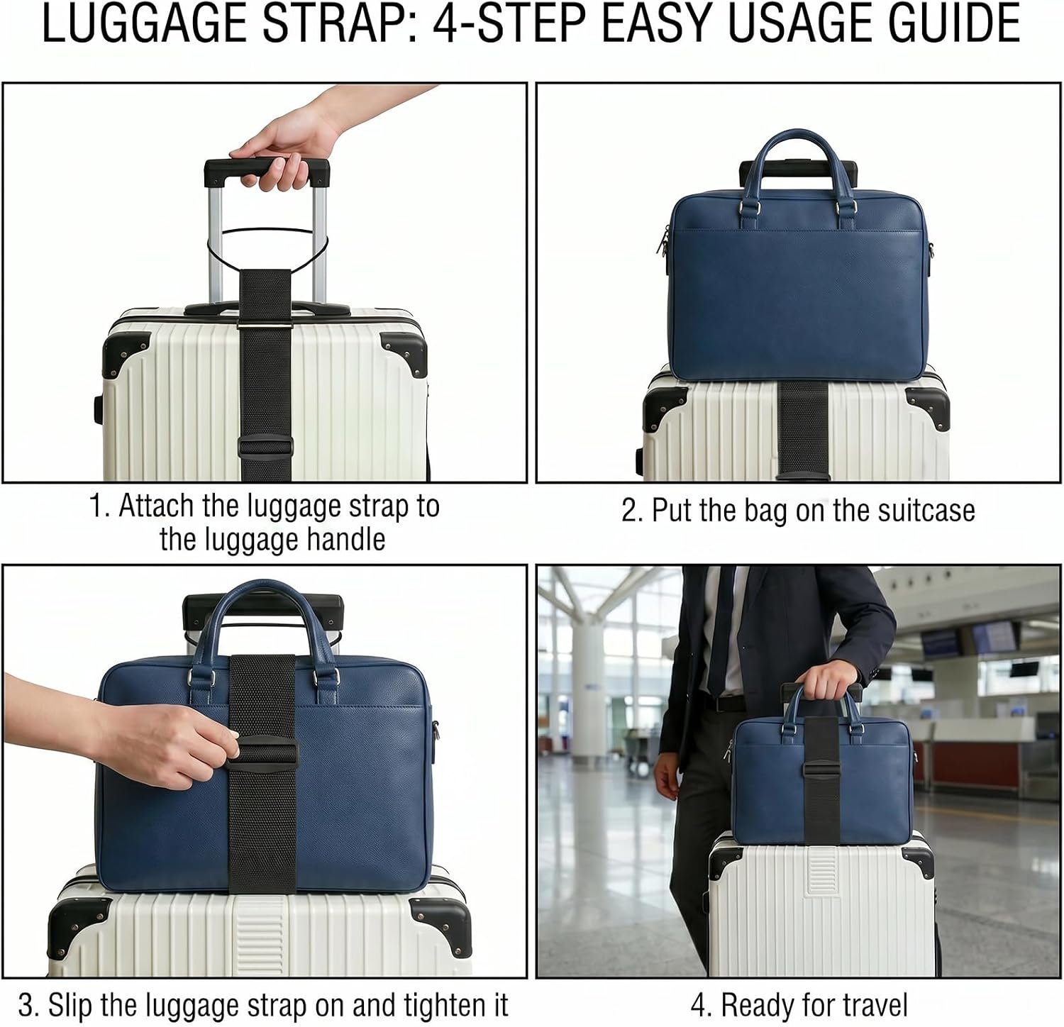 3Pcs Luggage Straps for Suitcases, Adjustable Luggage Connector Straps to Connect Two Suitcases for Secure Carry On & Travel Essentials