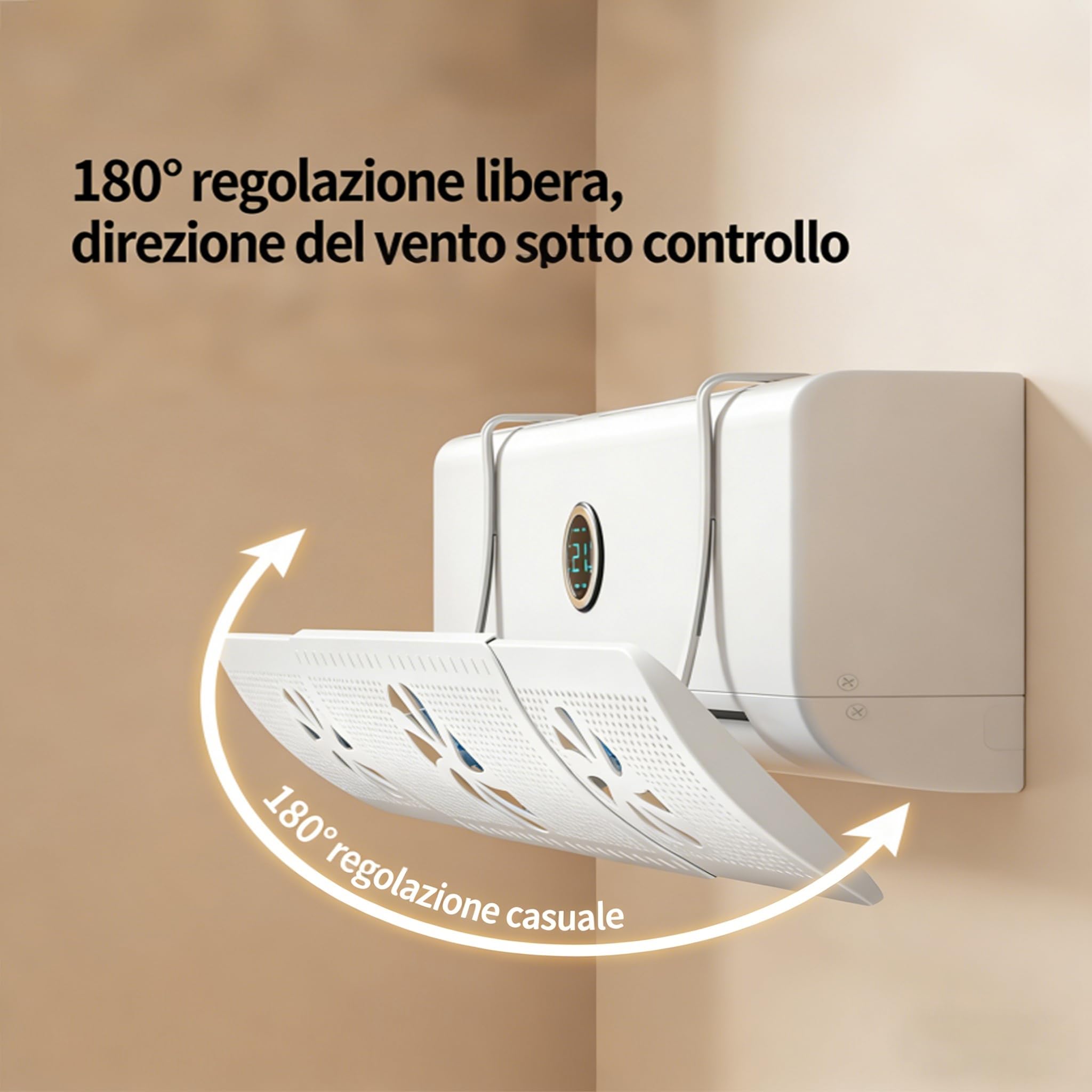 Deflettore per Condizionatore Universale Regolabile 52-86cm, Anti-flusso Diretto, Installazione Senza Attrezzi, per Condizionatori a Parete, Camera Letto Soggiorno Ufficio