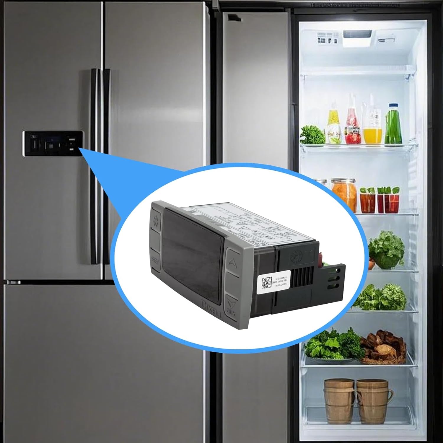 XR02CX-4N1F1 Temperature Control with Temperature Sensor Probes 120V/Digital Thermostat Controller Off Cycle Defrost Compatible with Refrigerators-Freezers-Heating Appliances