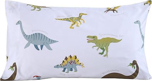 Miniatura 4 de MAG Juego de funda de edredón de dinosaurio de 3 piezas, juego de funda de edredón de dinosaurio colorido tamaño individual, a base de blanco, para