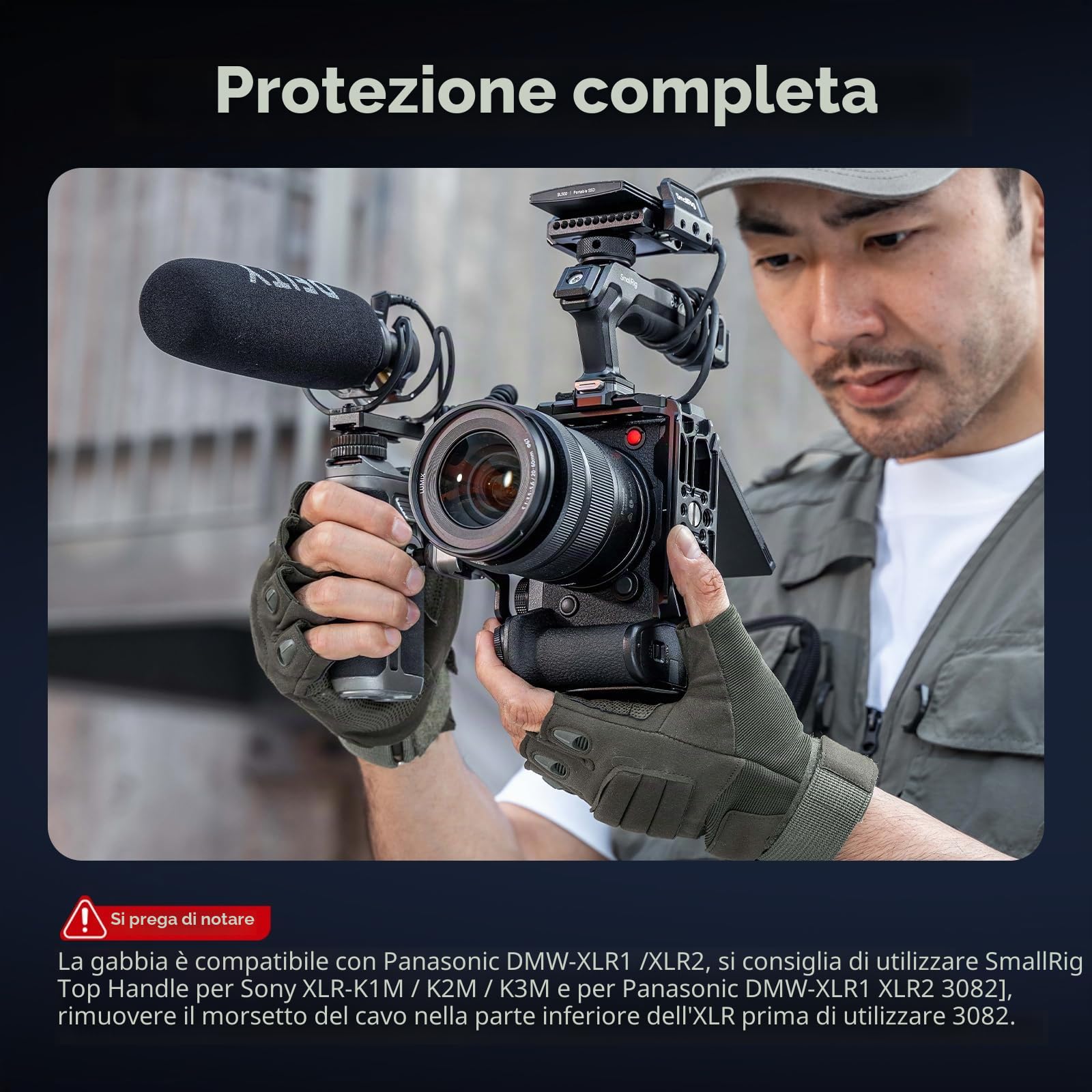 SMALLRIG ii Cuffia per Panasonic LUMIX S1R / S5 / G9, Piatto di Rilascio Veloce Arca con Fori 1/4''-20 e 3/8''-16, Due Ferrodi NATO, Orecchio Freddo