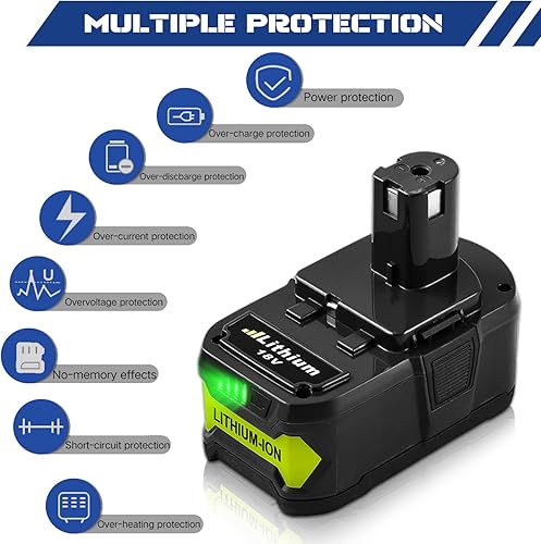 Miniatura 6 de P102 Batería de repuesto y cargador para batería Ryobi de 18 V P102 P103 P104 P105 P107 P108 P109 P122 Herramientas eléctricas inalámbricas