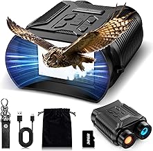 Night Vision Goggles - 5W Upgraded 4K HD IR Binoculars - 8X Digital Zoom, Rechargeable Binoculars with Camera Built in, 32GB Card to Save Photos and Videos, Flashlight (Black)