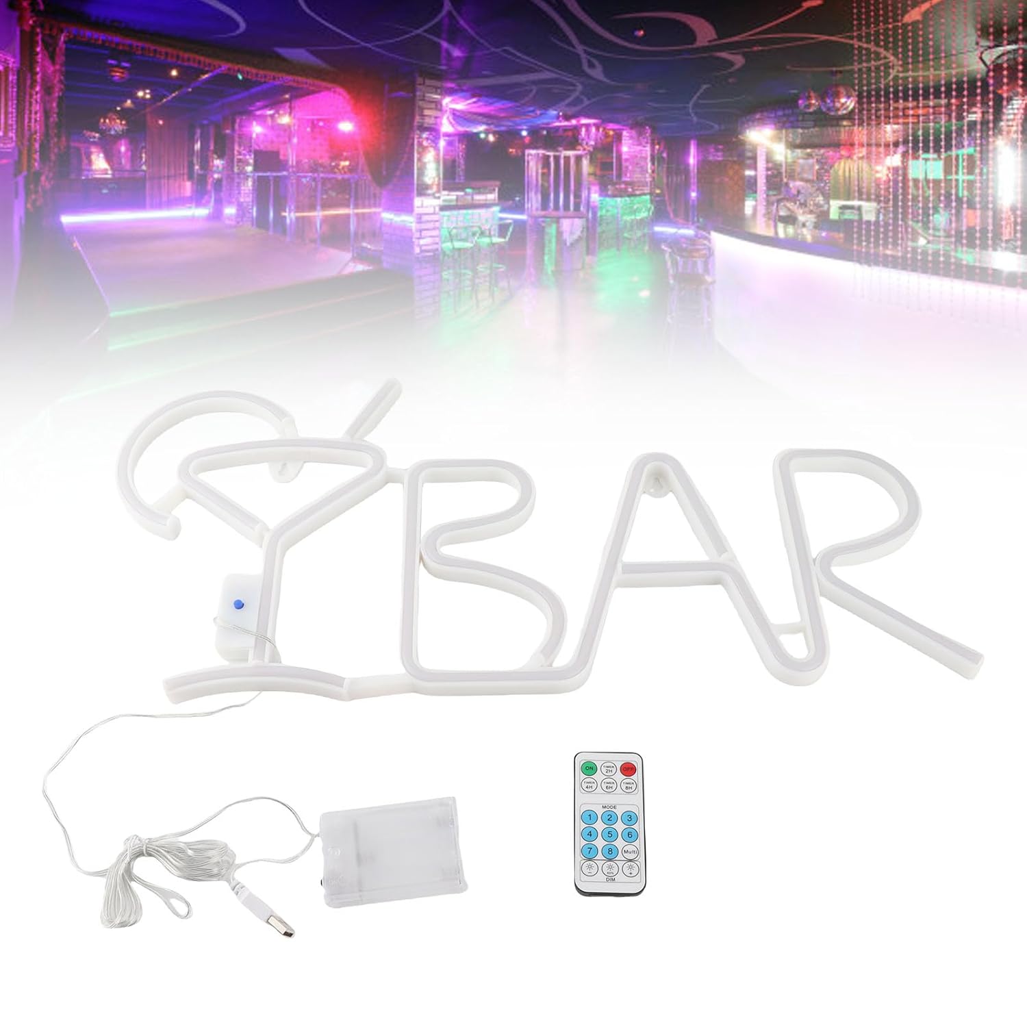 Jectse BAR ピンク文字ネオンサイン クリスマスパーティーデコレーション用 省エネで環境に優しい リモコン付き ブルー PV