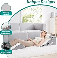 Vista 3 de Orthopedic Bed Wedge Pillow Set for Sleeping 4 PCS - Adjustable Triangle Pillow for Neck Leg Support with Washable Cover - 35D Foam Wedge Pillow