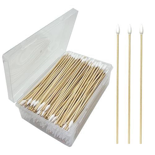 Hisopos de algodón de 6 pulgadas de largo con palitos de bambú  Estuche de almacenamiento reutilizable incluido  Aplicadores con punta de algodón