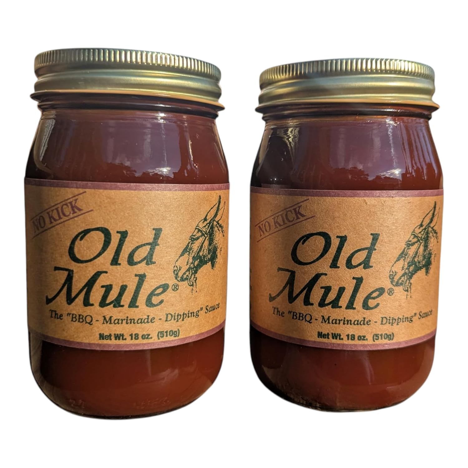 Old Mule BBQ Sauce – All-Natural, No HFCS – 2-Pack, 18 oz Jars – Batch from Blue Ridge Mountains of NC (Mountain Apple)