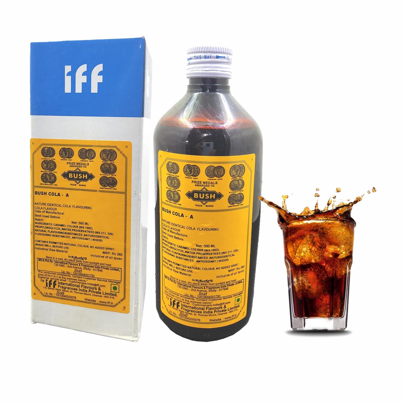 IFF Bush Cola-A Food Flavour Essence – 500ml | Edible Flavouring for Ice Creams, Cakes, Chocolates, Sweets, Cookies, Milkshakes & Desserts