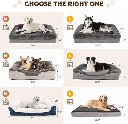 Miniatura 3 de Cama para perros medianos a grandes, sofá impermeable con funda extraíble lavable y jaula de huevos, cama cómoda de espuma con cremallera,