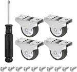 PATIKIL Mini Fixed Caster Wheel 1.5", 4 Pack TPE Rigid Roller with Metal Top Plate Screws for Furniture Small Cart Straight Line Movement, Brown