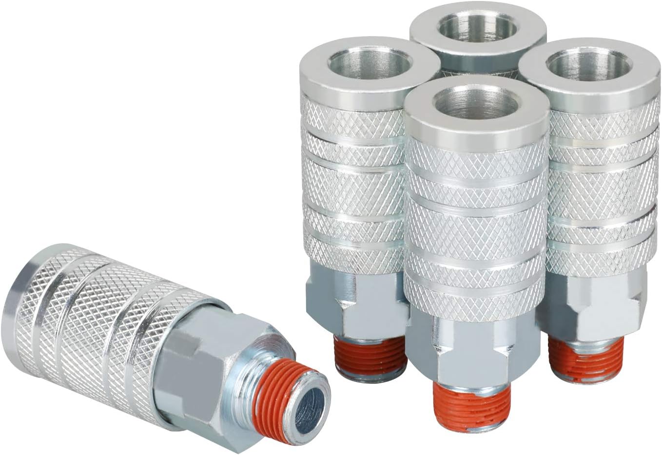 WYNNsky Industrial Air Coupler, 1/2 Inch Body Size, 3/8 Inch NPT Male Threads Size, 5 Pieces Steel Air Compressor Accessories Hose Fittings