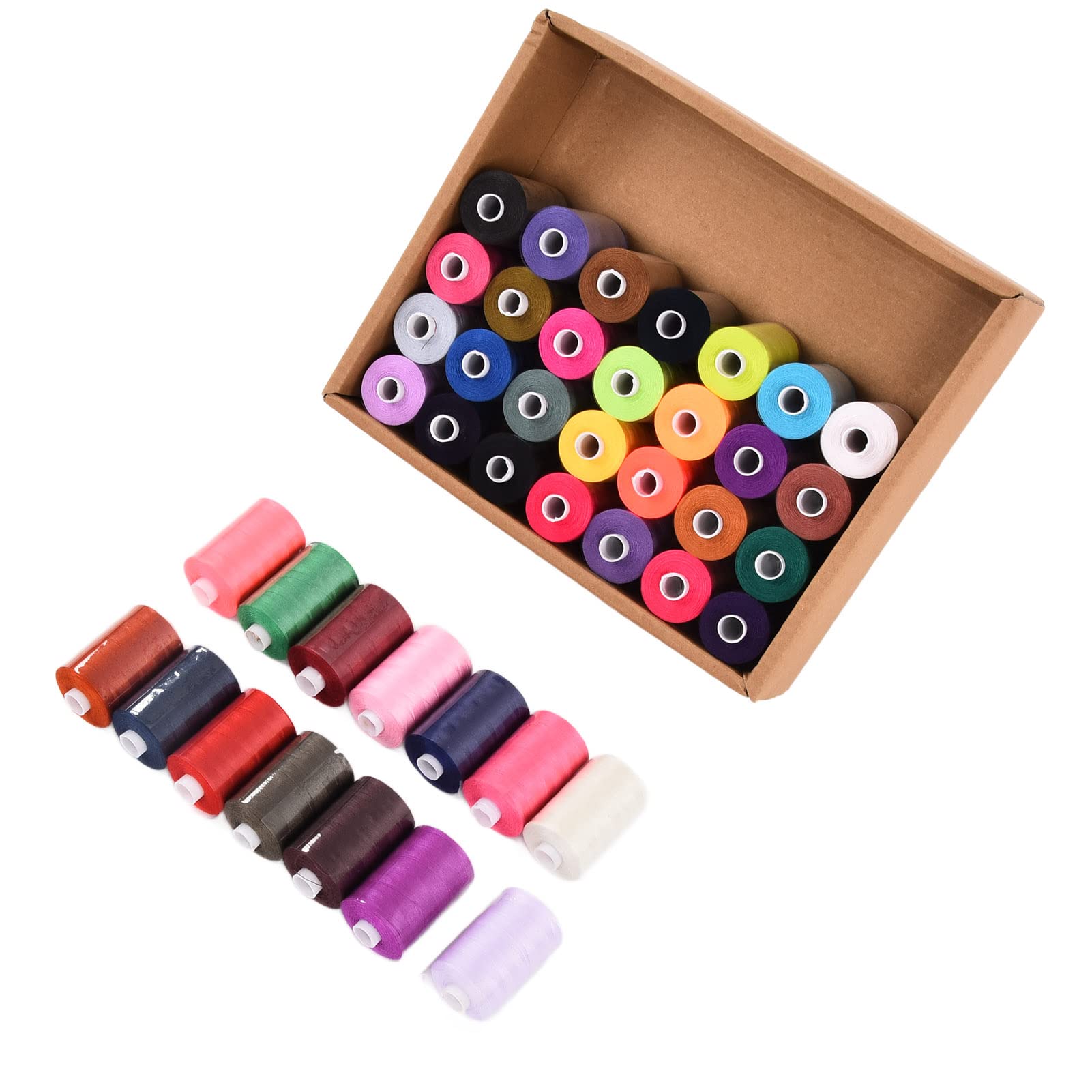 Rengue Set di Fili per Cucire in Poliestere, 42 Colori, Bobine da 914 Metri, Kit per Ricamo Fai da Te Domestico, Resistente All'usura