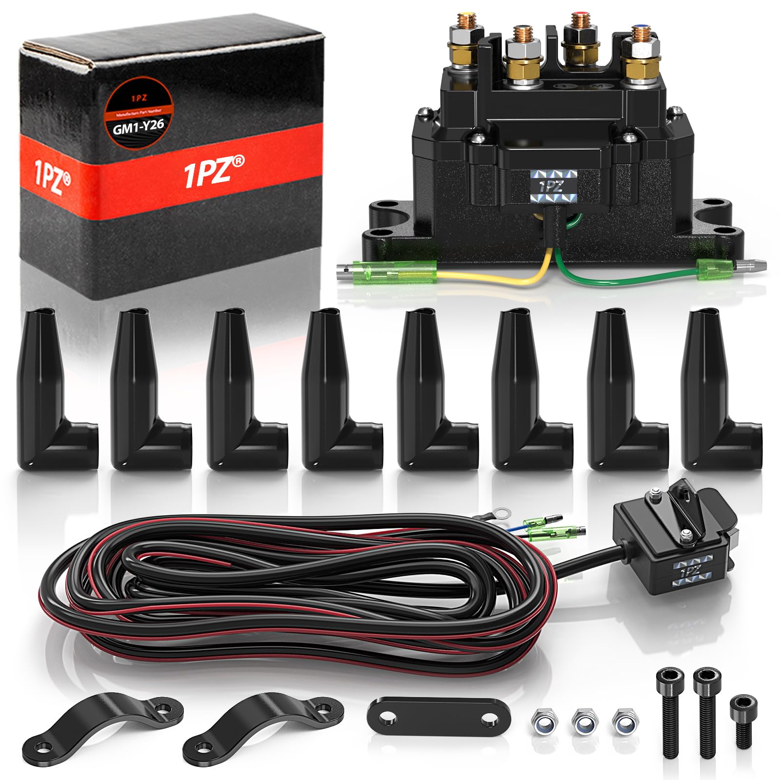 1PZ ATV Winch Switch Combo - Handlebar Control & 250A Rocker Thumb Switch For UTV/ATV