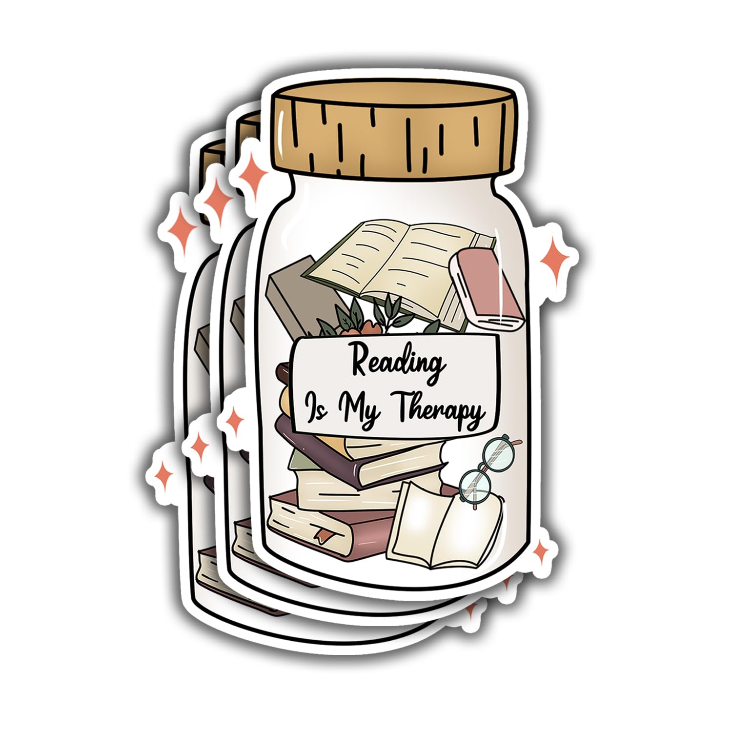 (3pcs) Reading is My Therapy Sticker for Kindle Laptop Water Bottle, Reading Bookish Sticker Adult Spicy Booktok Funny Aesthetic Book Lover Vinyl