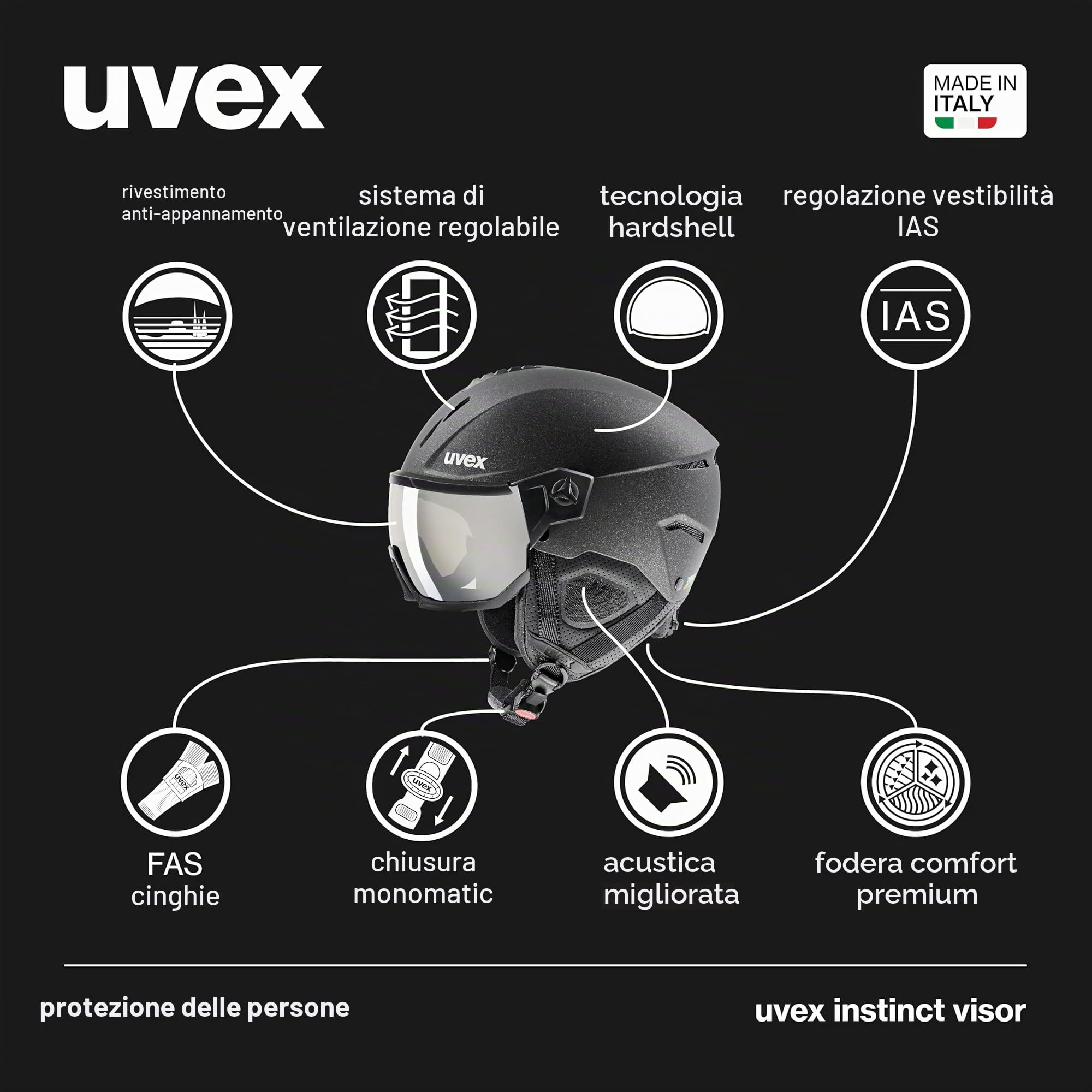 Uvex Instinct Visor - Casco visiera unisex con livello di protezione S2