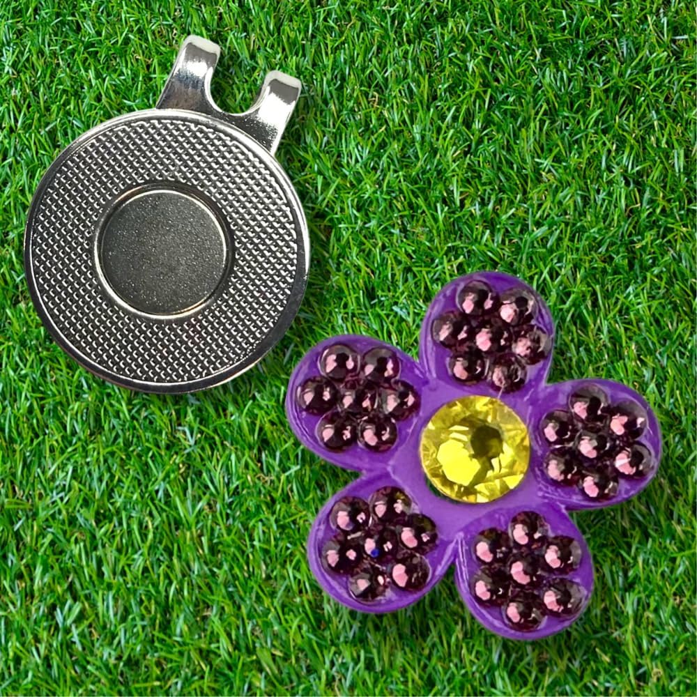 Premium Crystal Golf Ball Marker Bonjoc with Magnetic Hat Clip Flowers | Perfect Golf Accessories, Golf Gift, and Golf Giveaway for Men Women with add-ons Available!