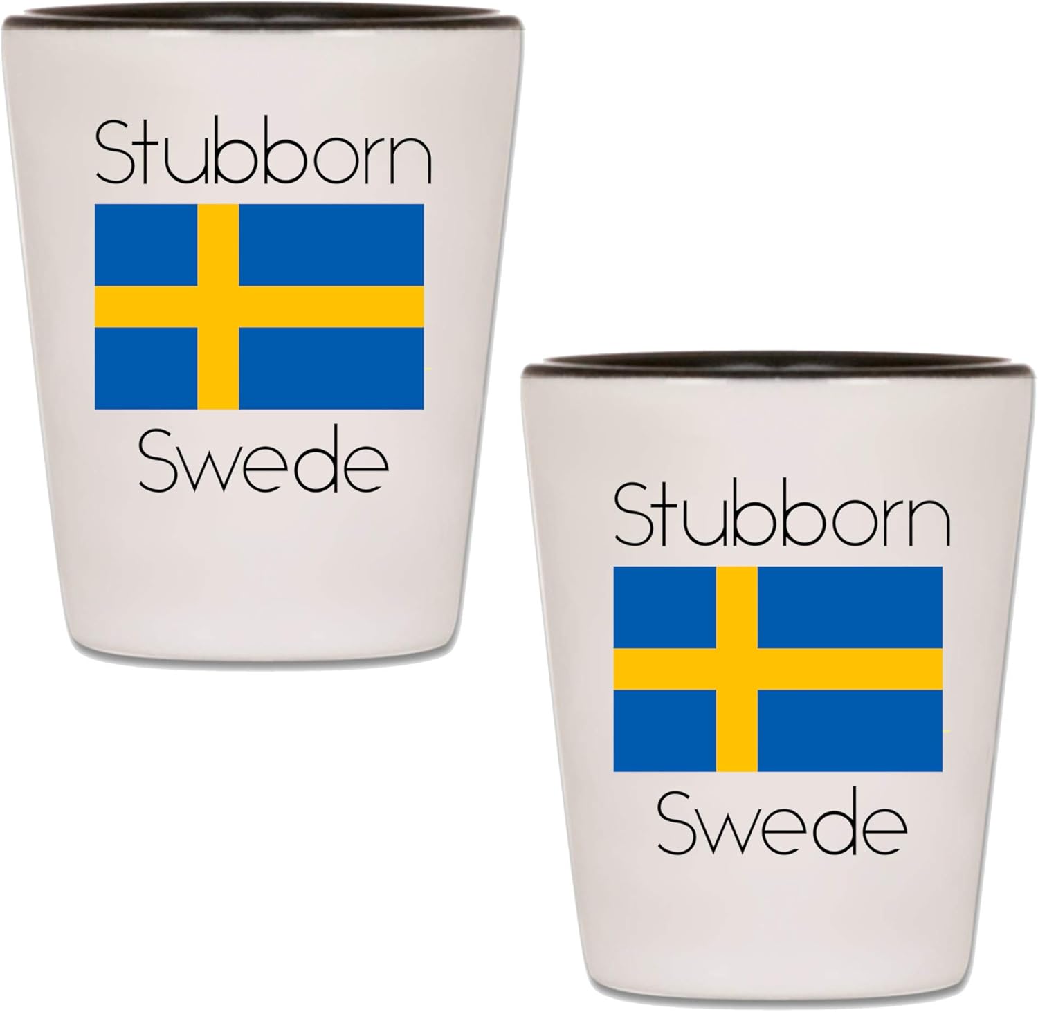 Sweden Shot Glass - Funny Ceramic Akvavit Novelty Cup with Stubborn Swede Flag Design - Swedish Humor - Scandinavian Heritage Pride Drinking Gift - Nordic Sverige Viking Accessories (4)