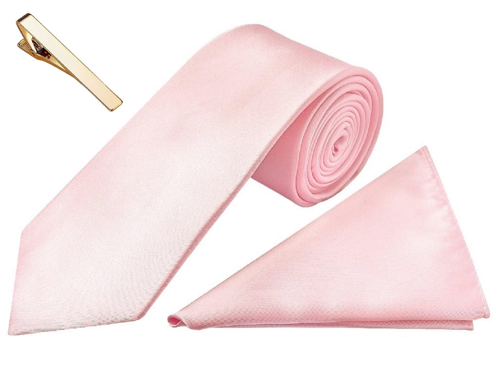 FashMade Pink Italian Silk Pocket Square And Necktie with Golden Tie Pin Combo in Wooden Box | Gift Set for Men | 2.85 Inch Broad Tie & 10x10 Inch Pocket Square-image-30