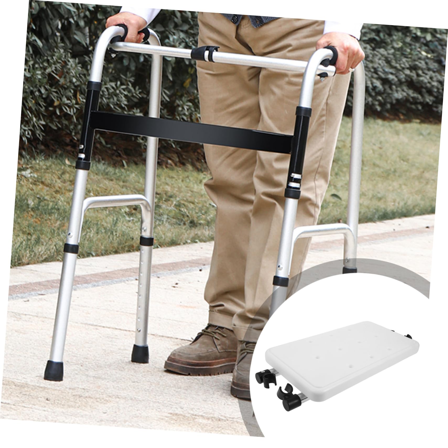 Accessorio Sedile Sostitutivo Design Reversibile per Deambulatore Lega di Alluminio e Plastico, Supporto Stabile e Comfort per Uso in Bagno