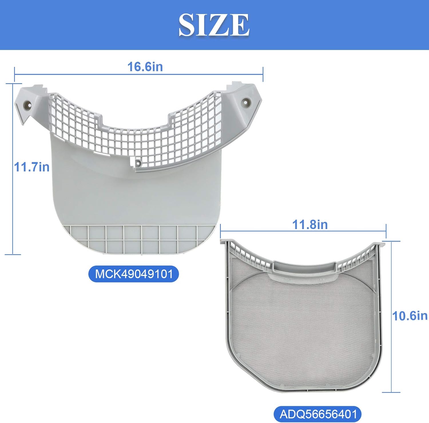 ADQ56656401 Dryer Lint Filter Upgraded Stainless Steel Mesh & MCK49049101 Lint Trap Cover Housing for LG ADQ566564 & Ken-more Elite Dryer Lint Screen Replacement : Appliances