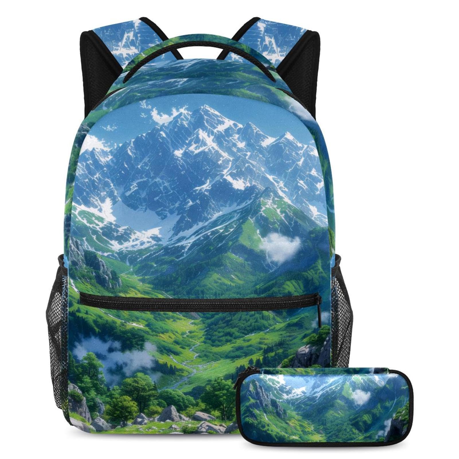 Sac à dos grande capacité avec trousse multicolore ado et étudiant