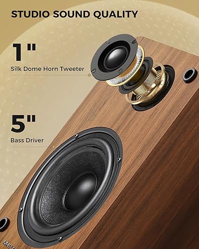Miniatura 2 de Altavoces activos para estantería de 36 W RMS - Altavoz inalámbrico BT 5.4 con woofer de 5 pulgadas, altavoces de PC de cúpula de seda, monitores de