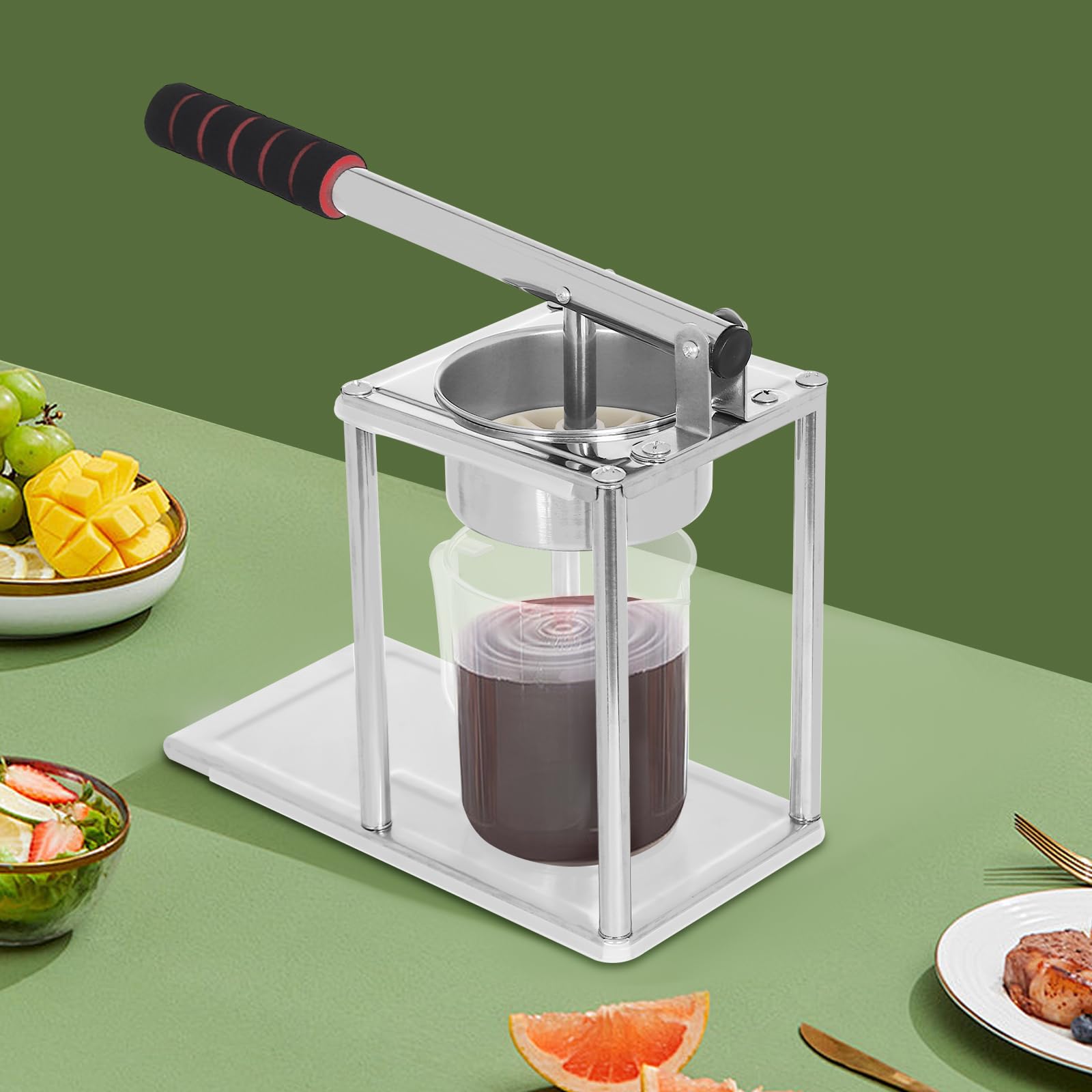 Pressore per succo manuale in acciaio inossidabile con 500 ml tazza di misurazione pressa frutta manuale diametro 11,5 cm pressore per frutta per casa, bar, negozi di alimentari o stand di