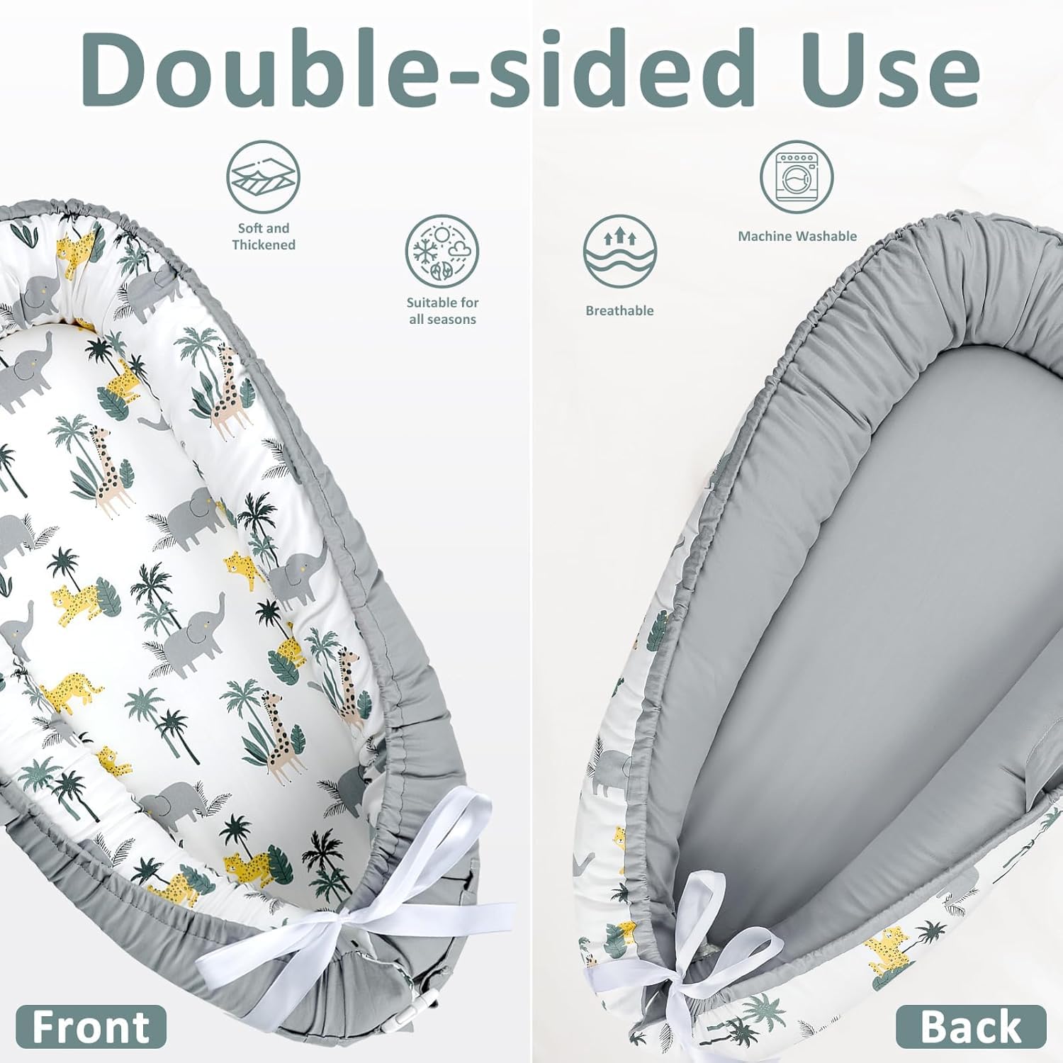 Hooyax Baby Nest Pod for Newborn Baby Lounger for Newborn Portable 100% Breathable Cotton Baby Nest for 0-12 Months Boys Girls - Image 3