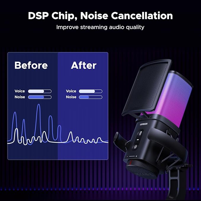 Micrófono USB para Streaming con Luz RGB y Filtro Pop para P miniatura 3