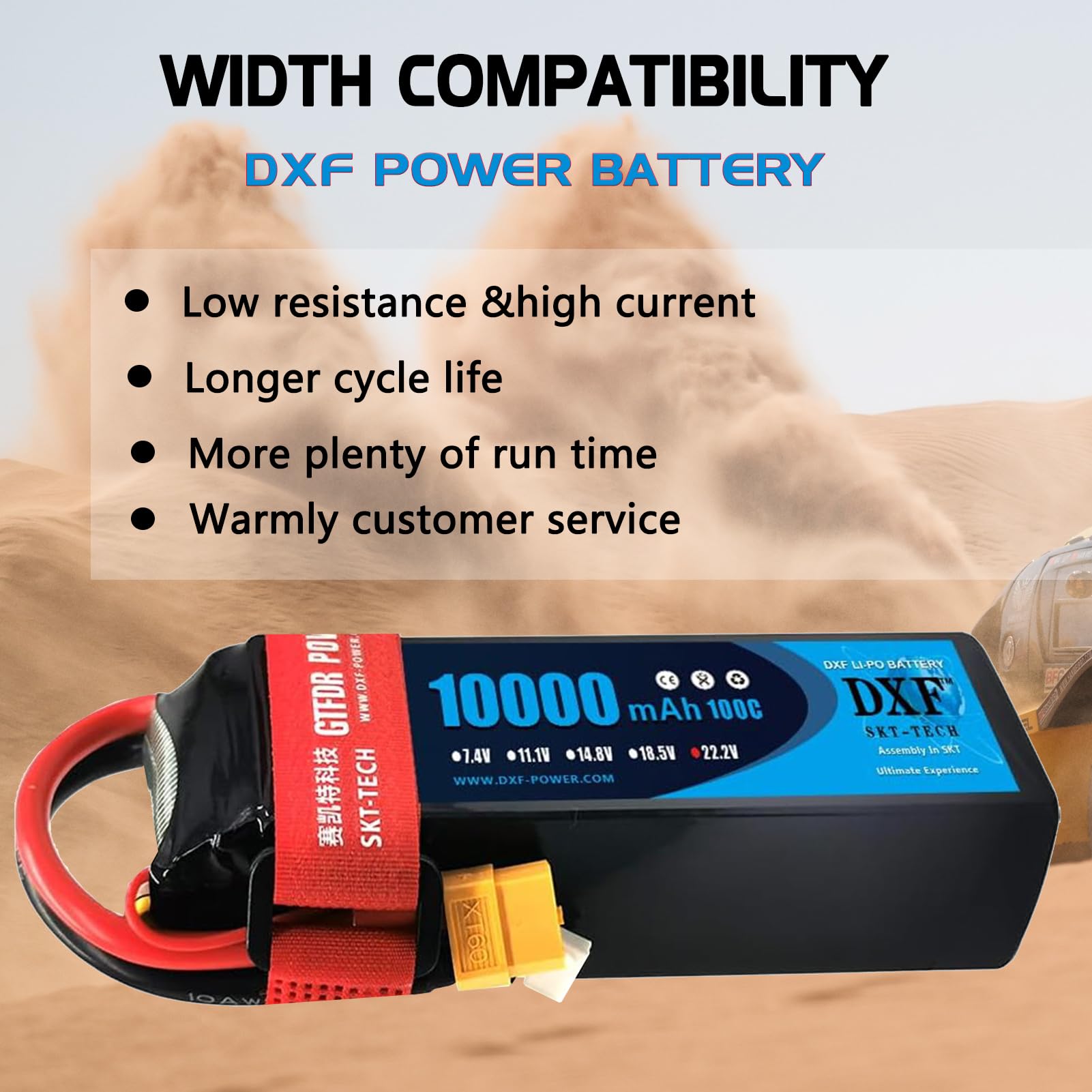 DXF 22,2 V 6S 7000 mAh 100C XT90 oplaadbare lithium-polymeer batterij, multicolor voor helikopters en kleine vliegtuigen, zoals Align Gaui, KDS ElyQ Trex-550/600, verpakking van 2 stuks