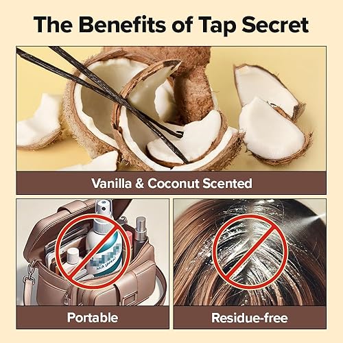 Miniatura 6 de I DEW CARE Tap Secret - Champú en polvo seco con biotina  Tap Secret Vanilla & Coconut  Revitalizante y voluminizante, tipo polvo, tamaño de viaje,