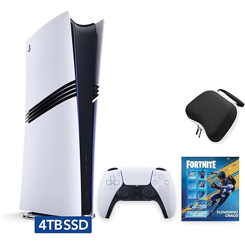 Sony PlayStation 5 Pro 4TB Digital Edition Fortnite Flowering Chaos Bundle with Controller Case - White - Upgraded 4TB Ultra Fast SSD Double the Storage Space Flagship PS5 Pro - White [playstation_5]