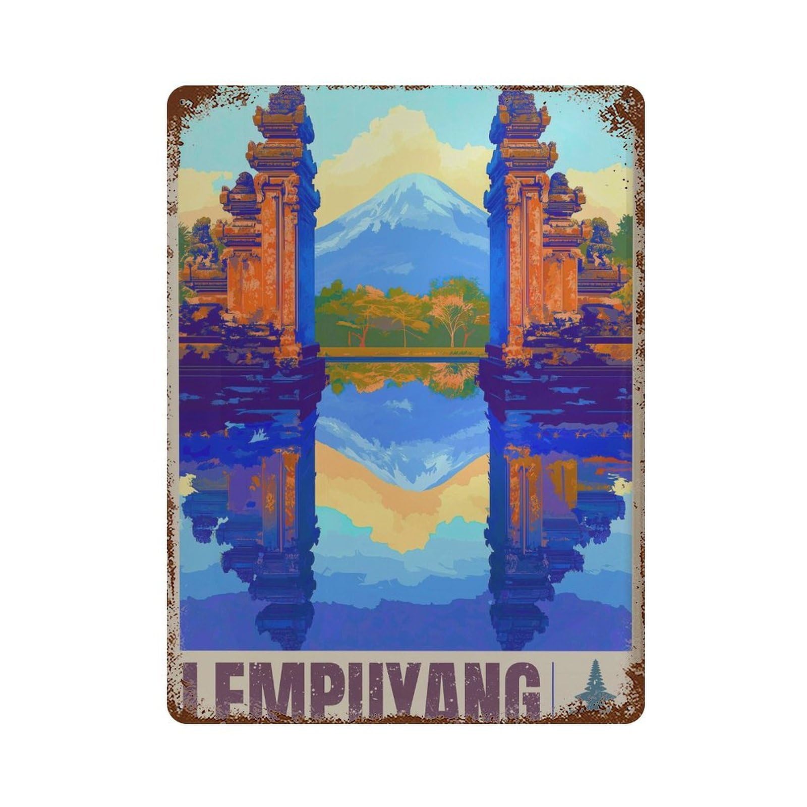 xiaoxiaoshen Lempuyang Gates of Heaven Bali Travel Wall Decor Art Metal Tin Poster Modern Home Decor Art Home Bar Shop Decorations Vintage Sign 40x30cm
