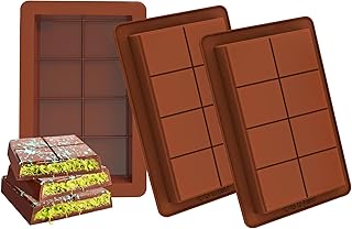 3 PCS Deep Chocolate Molds, 0.8inch Deep Silicone Chocolate Bar Molds, Block Silicone Mold for Filling Chocolate, Milk/Pistachio/Candy Chocolat