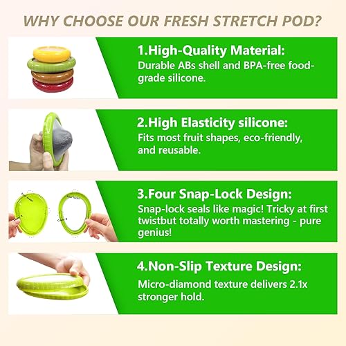 Miniatura 4 de Soporte para aguacate y cebolla, juego de 4 protectores reutilizables de frutas y verduras para refrigerador, sin BPA, evita la mezcla de sabores,