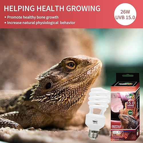 Miniatura 6 de LUCKY HERP 26W UVB 15.0 Intenso UVA UVB Compacto Flouorescent Lámpara Desierto Terrario Bombilla para Reptiles y Anfibios
