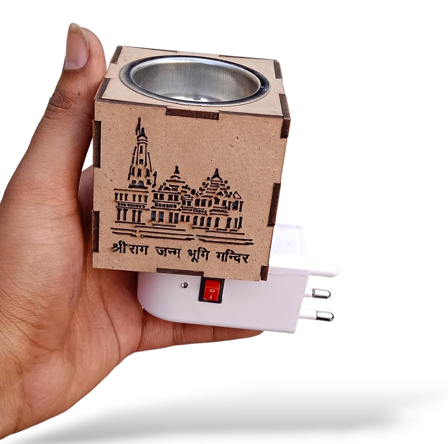TEM Ram Mandir Wooden Lighting Kapoor Dani with On/Off Switch TEM Ram Mandir Wooden Lighting Kapoor Dani with On/Off Switch