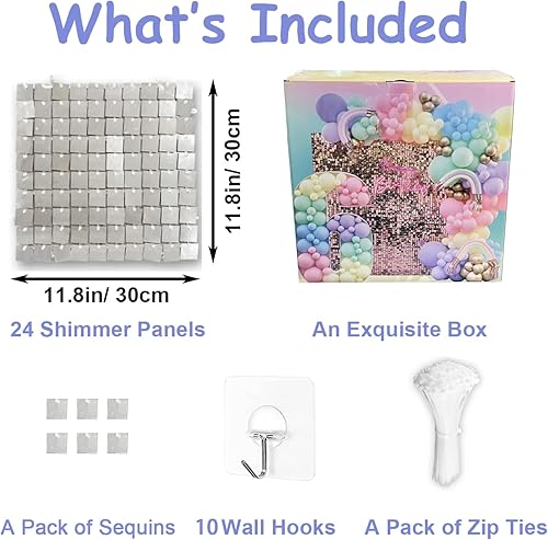 Miniatura 3 de 24 paneles de fondo de pared brillantes, fondos cuadrados de lentejuelas con efecto 6D, fondos de fotos grandes para cumpleaños, graduación, boda,