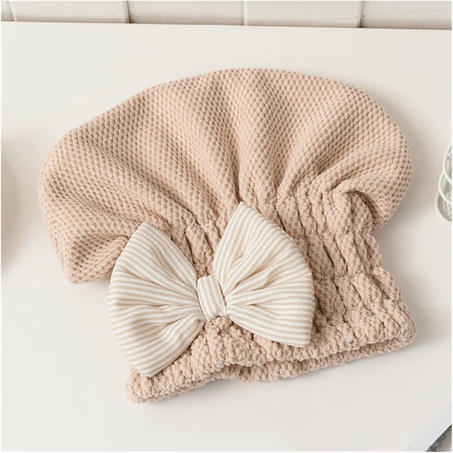 JSEIAJB Coral Velvet Bath Accessories with Bowknot Dry Hair Towel Quick-Drying Hair Cap Women Portable(Gray)