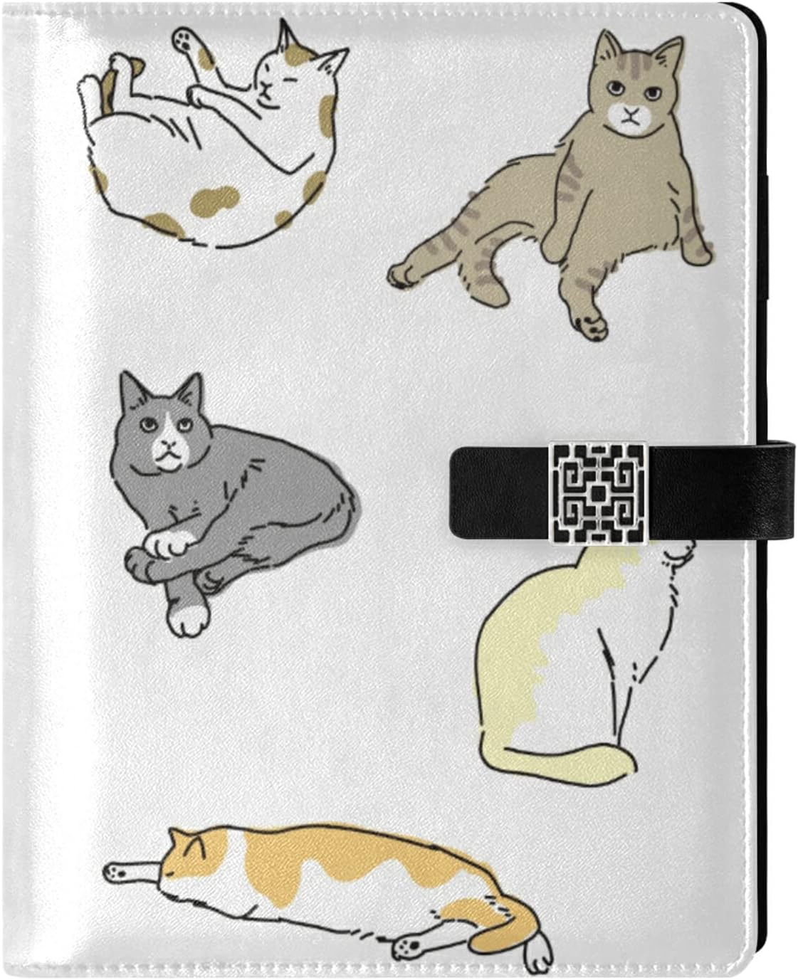 Chovy システム手帳 A5 日記帳 メモ帳 ビジネス手帳 ネコ 猫 猫柄 白 ホワイト かわいい 可愛い 防水 高級puレザー ノート ルーズリーフ カード収納 6穴リング 旅行リフィル式ノート オフィス用品 文房具 入学 新学期 進学 卒業記念品 プレゼント ギフト 贈り物 国内送料 無料