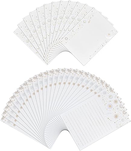 CRASPIRE Juego de 36 piezas de papel de papelería y sobres, juegos de papelería de estrella y luna para escribir letras con sobres, 24 sobres de