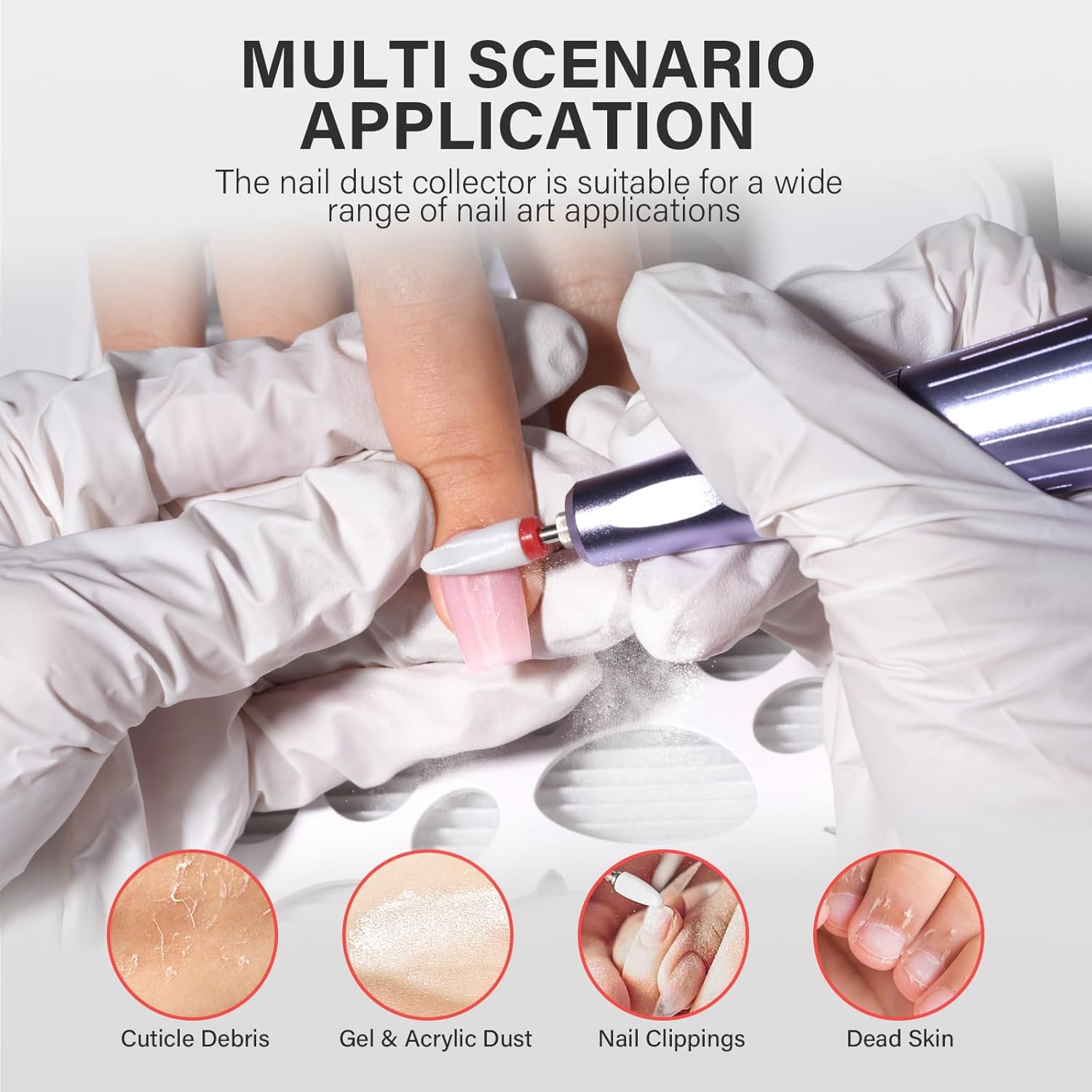 AILLSA Nail Dust Collector with Short Almond Nail Tips