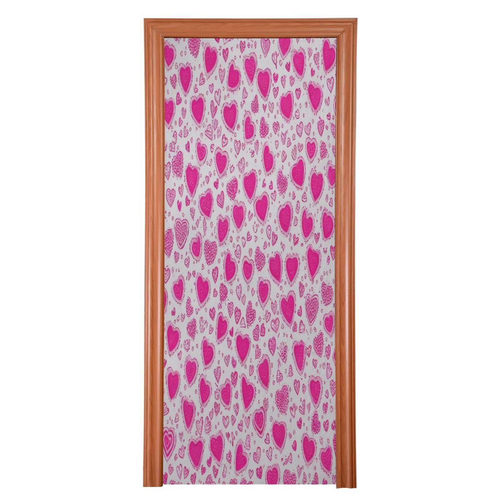 FLildon Cute Heart Valentines Love Door Cover Decoration, Party Accessory Porch Decor for Festive Ornament Room Door Covers 35 x 79 Inch