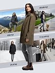 SaphiRose Women's Waterproof Rain Jacket with Fleece Lining Hooded Windbreaker Long Warm Outdoor Softshell Coat