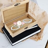 Vista 8 de EXCEART Joyero rectangular pequeño de madera, estuche de almacenamiento compacto para aretes, collares, pulseras, viajes y uso doméstico