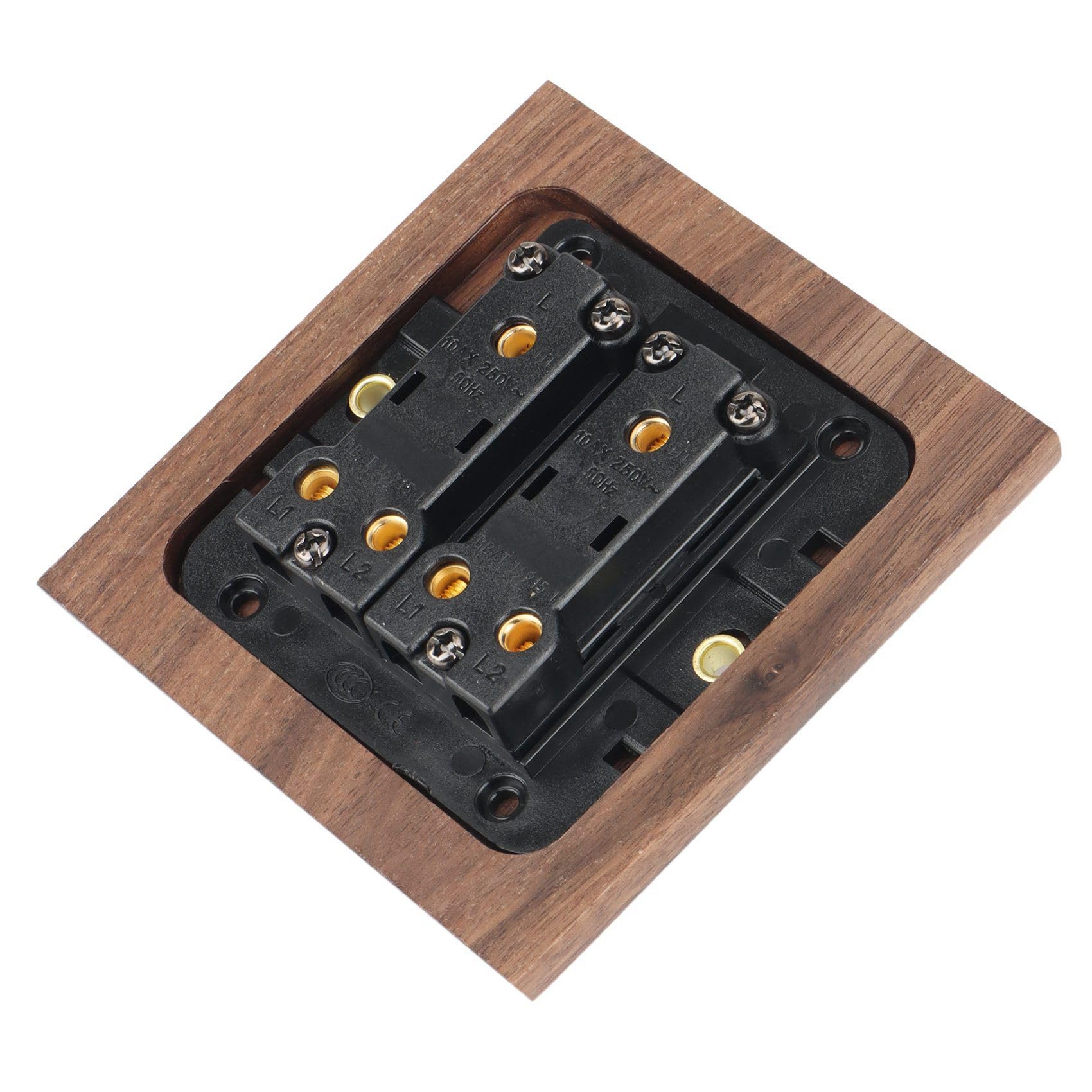 Qarmijaer 3X Retro American Industrial Style Light Switch Socket, Solid Wood Brass Toggle Switch Plate,Antique Home Stay Switch(2) - Image 4