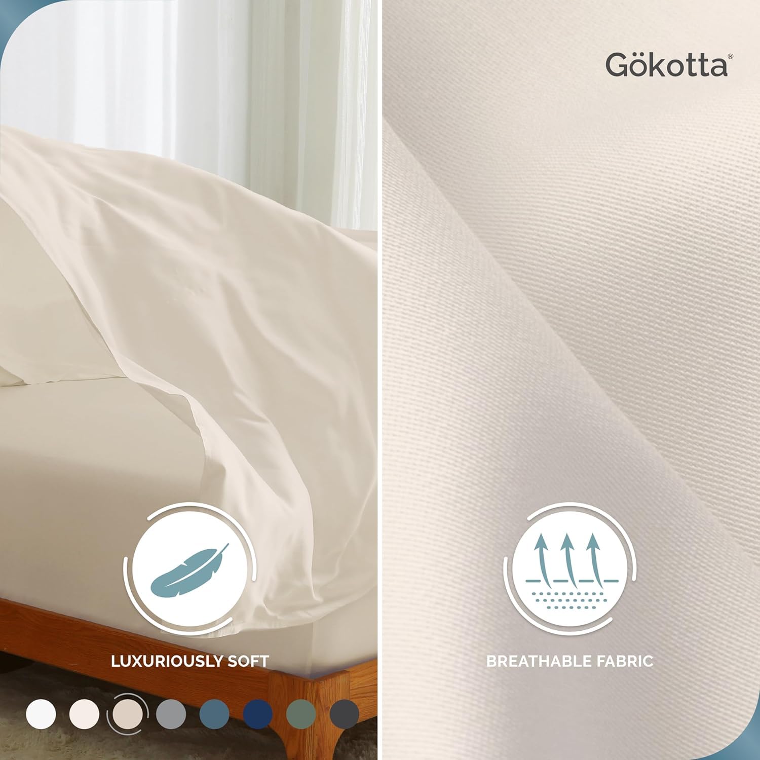 GOKOTTA King Size Bed Sheets 4 Piece Set, Super Soft Bamboo Sheets, Cooling for Hot Sleepers - Image 3