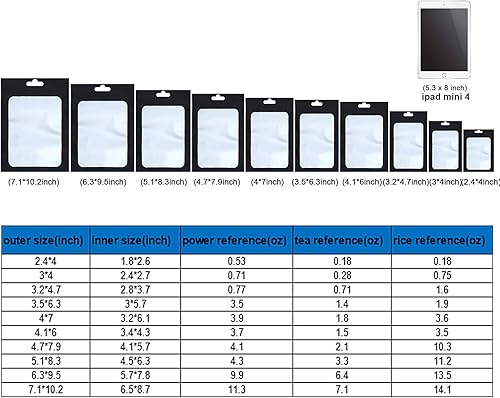 Miniatura 7 de Boao 100 piezas de bolsas resellables de papel de aluminio para almacenamiento de alimentos con ventana transparente, bolsas de embalaje para granos