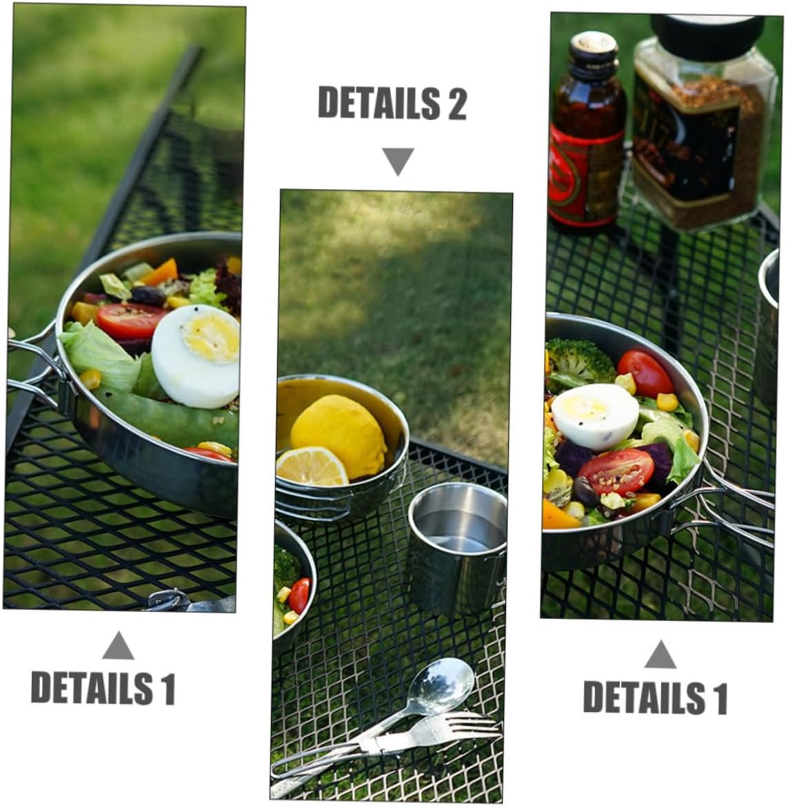 Generic Sanitary 5pc Stainless Steel Camping Picnic Bowl Cups Utensil Set Safe for Outdoor